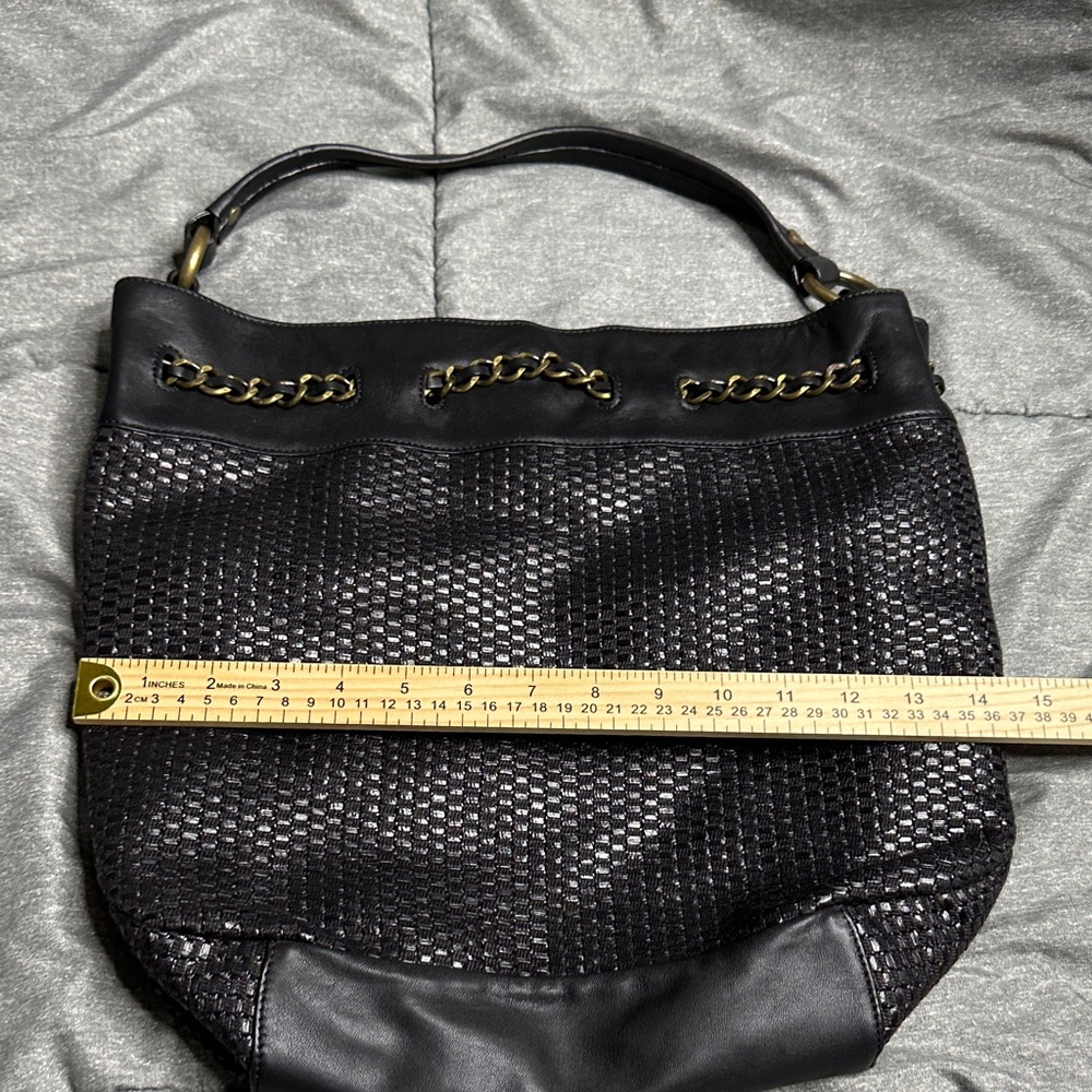 Talbots Black Textured Shoulder Bag with Chain Accent NWOT - Picture 7 of 8